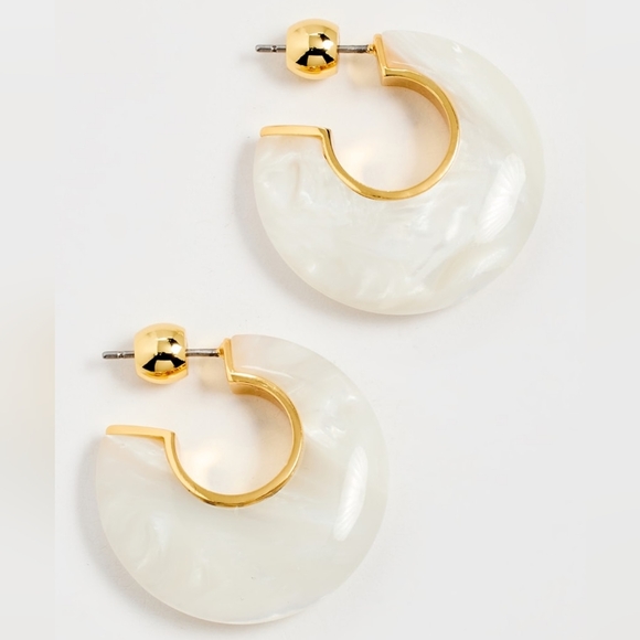 Gorjana Paseo Hoop Earrings White Marble - Picture 1 of 5